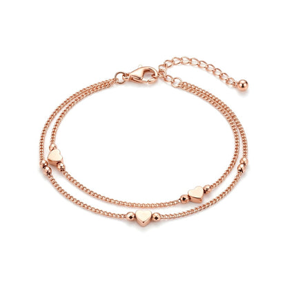 Pulsera Doble Capa Bolitas y Corazón