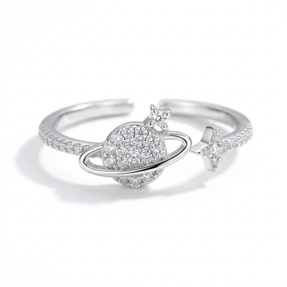 Anillo Abierto Planeta con Zirconias