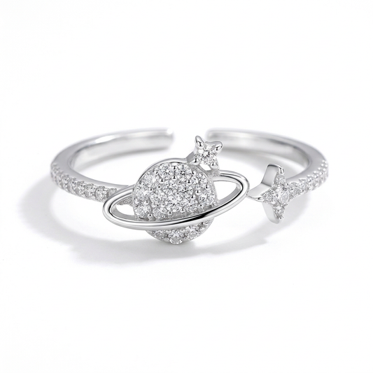 Anillo Abierto Planeta con Zirconias