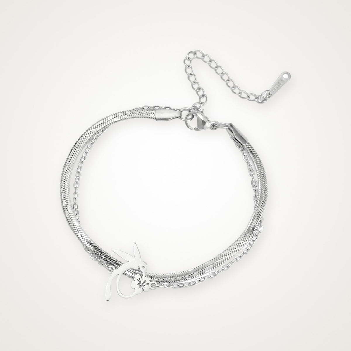 Pulsera Colibrí con serpiente plateada