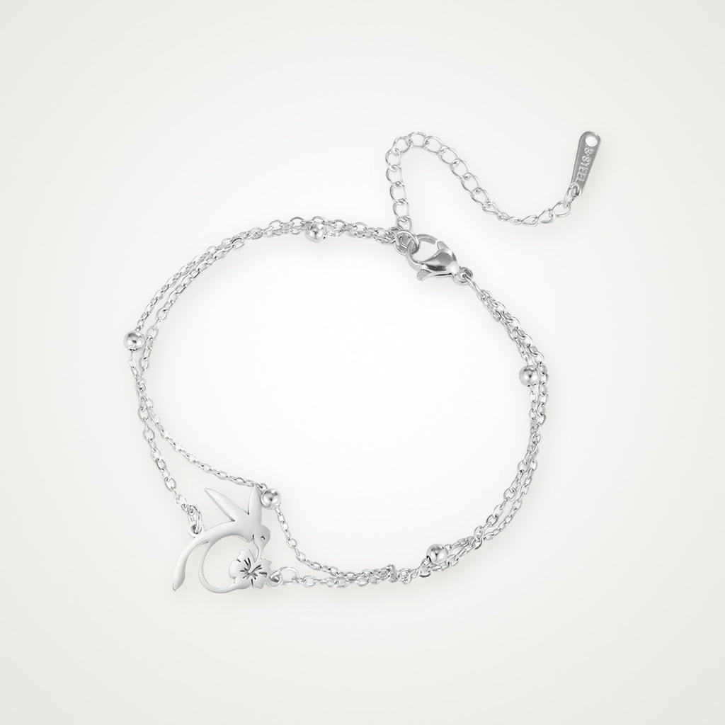 Pulsera Colibrí doble plateada