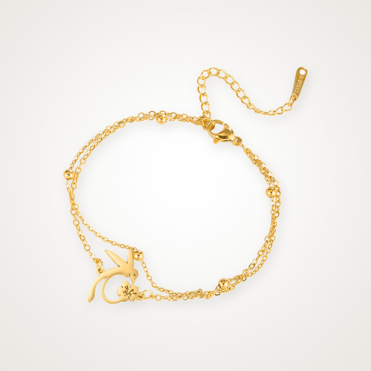 Pulsera Colibrí doble dorada