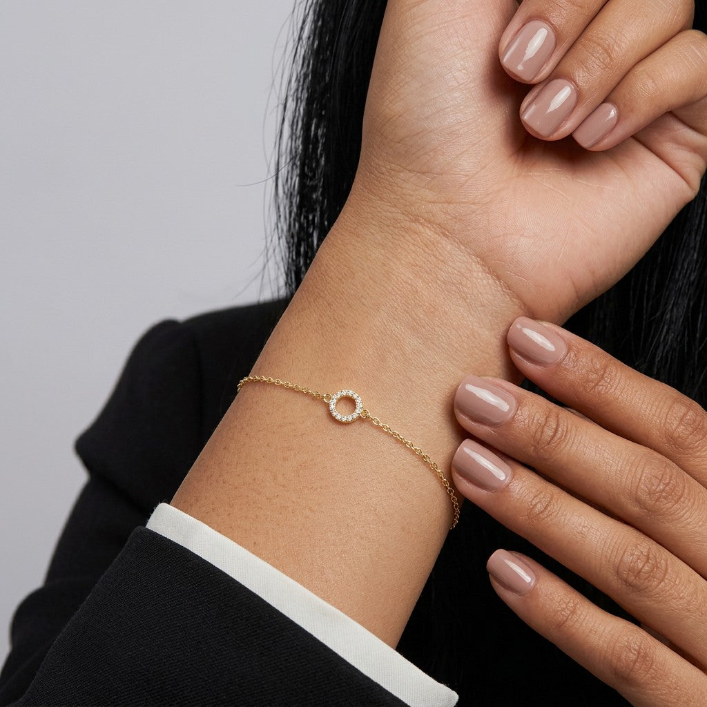 Pulsera con Círculo en Plateado o Dorado