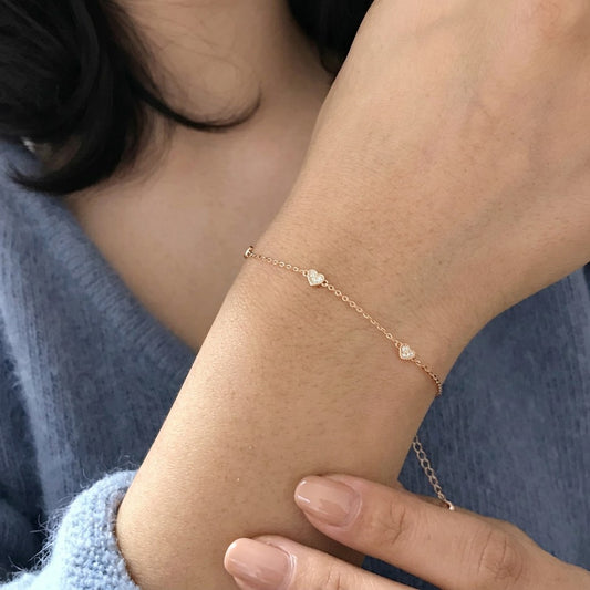 Pulsera Corazón con Zirconias en Dos Modelos
