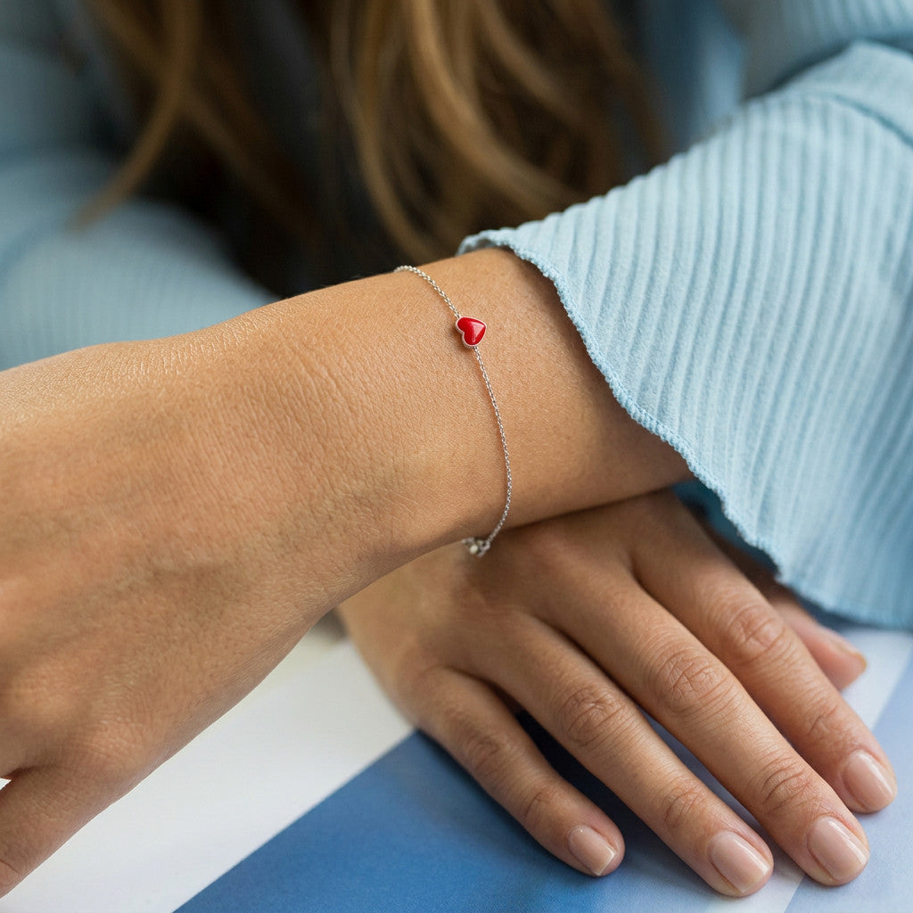 Pulsera Corazón en Rojo, Verde o Rosa