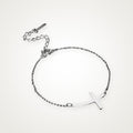 Pulsera Cruz curva plateada