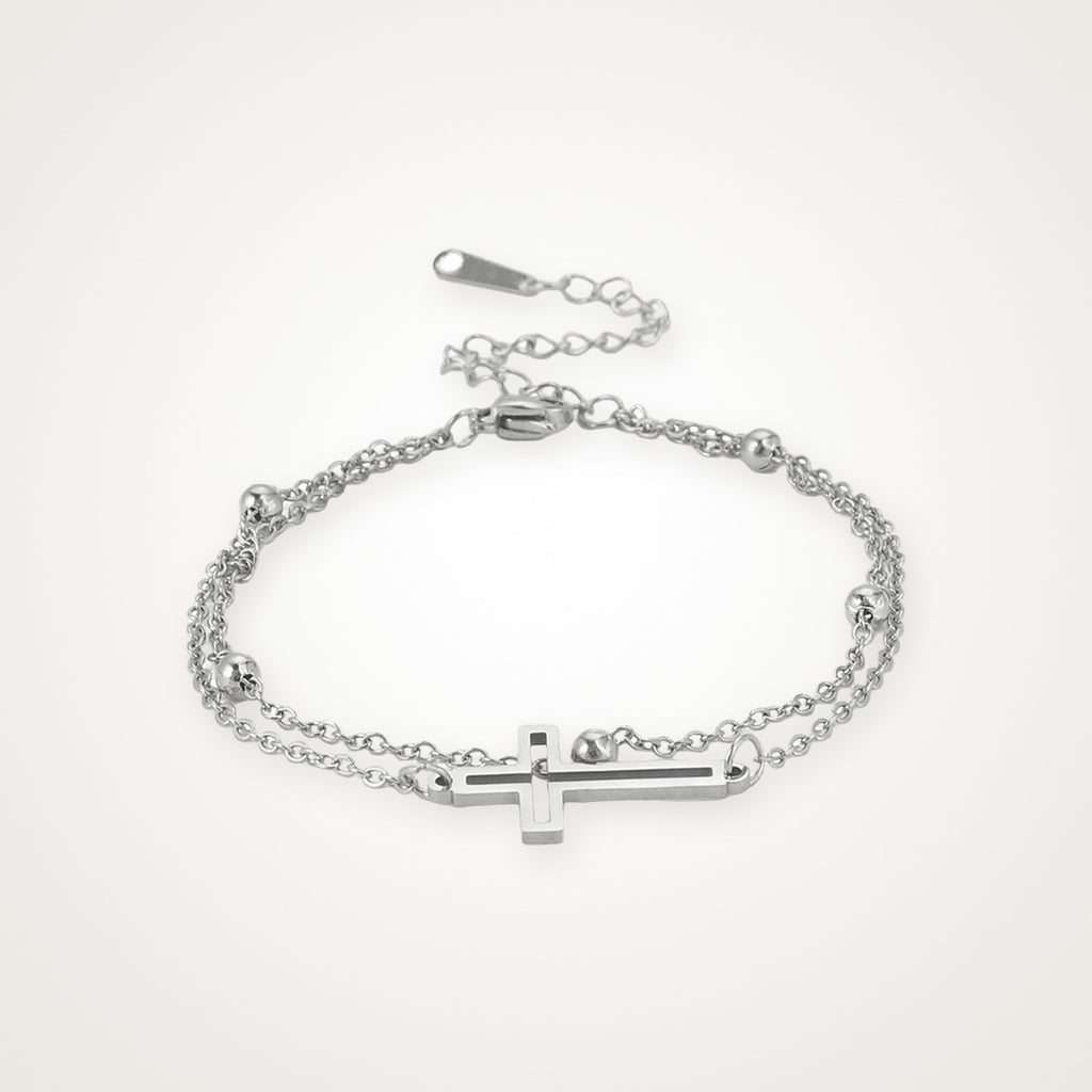 Pulsera Cruz plateada