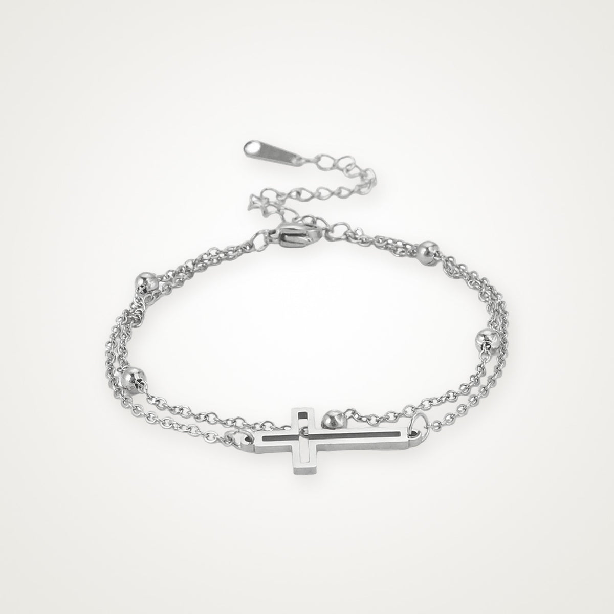 Pulsera Cruz plateada