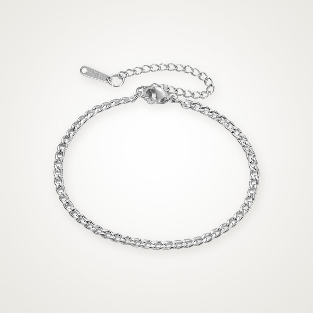 Pulsera Cubana plateada para charms
