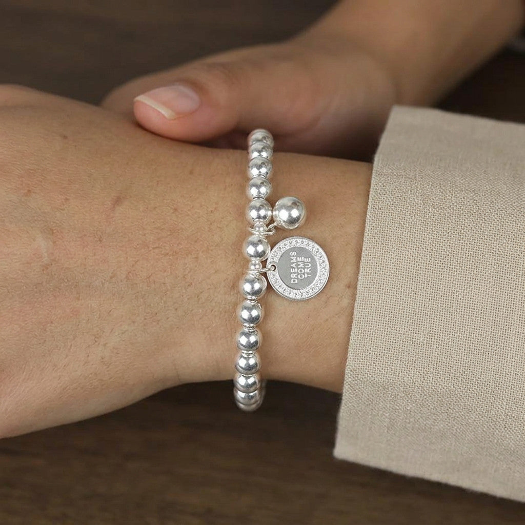 Pulsera Elástica de Bolitas con Moneda