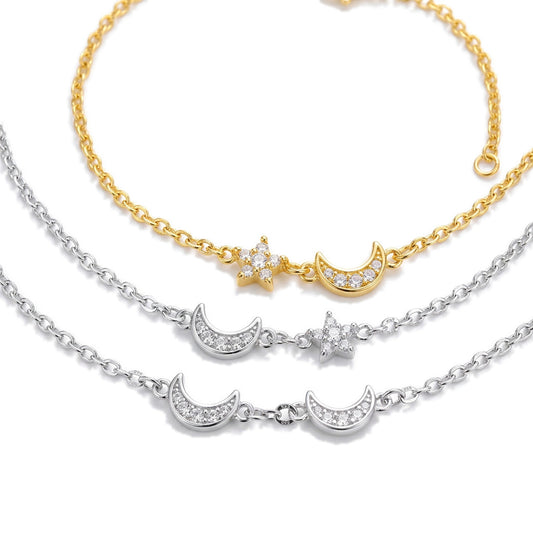 Pulsera Estrella y Luna Brillantes