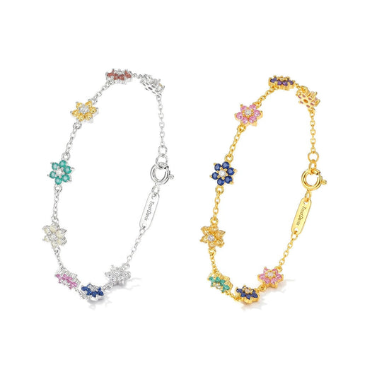 Pulsera Flores con Zirconias de Colores