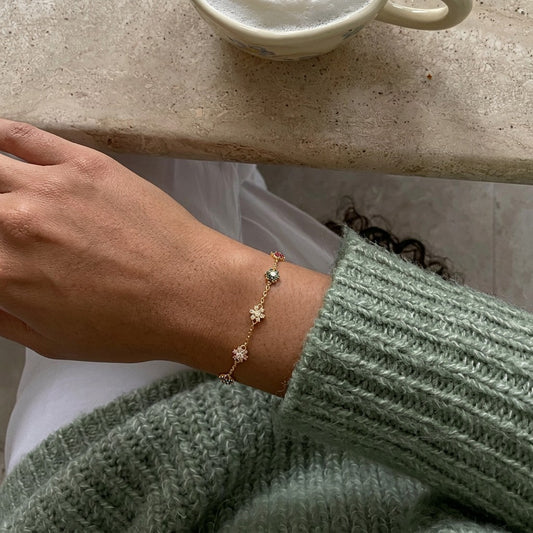 Pulsera Flores con Zirconias de Colores