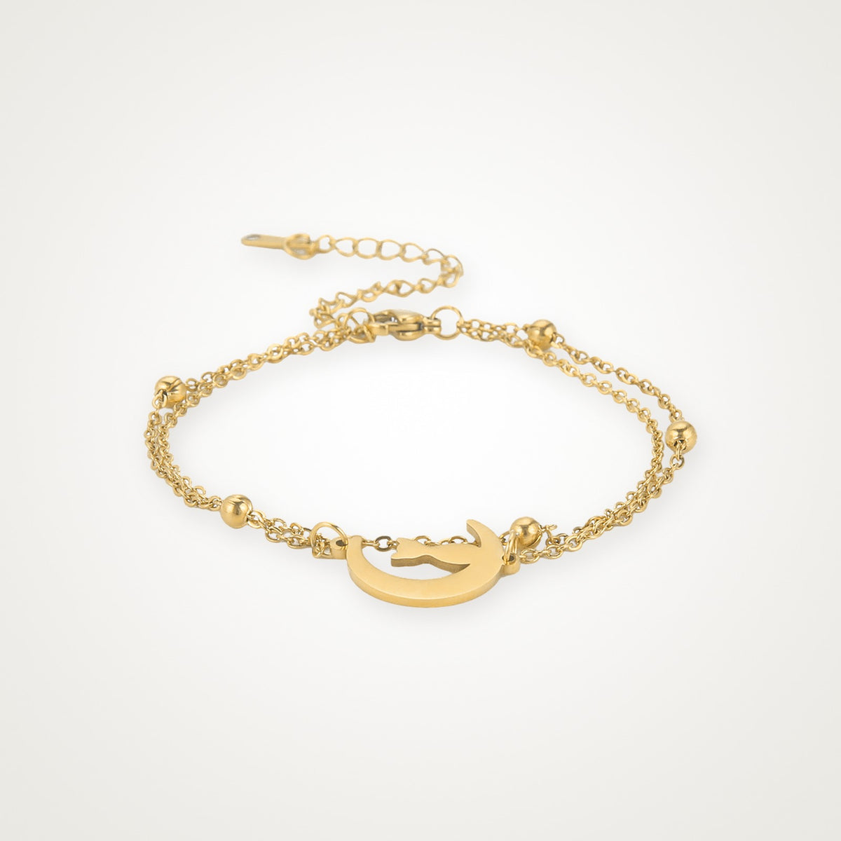 Pulsera Gato en la luna dorada