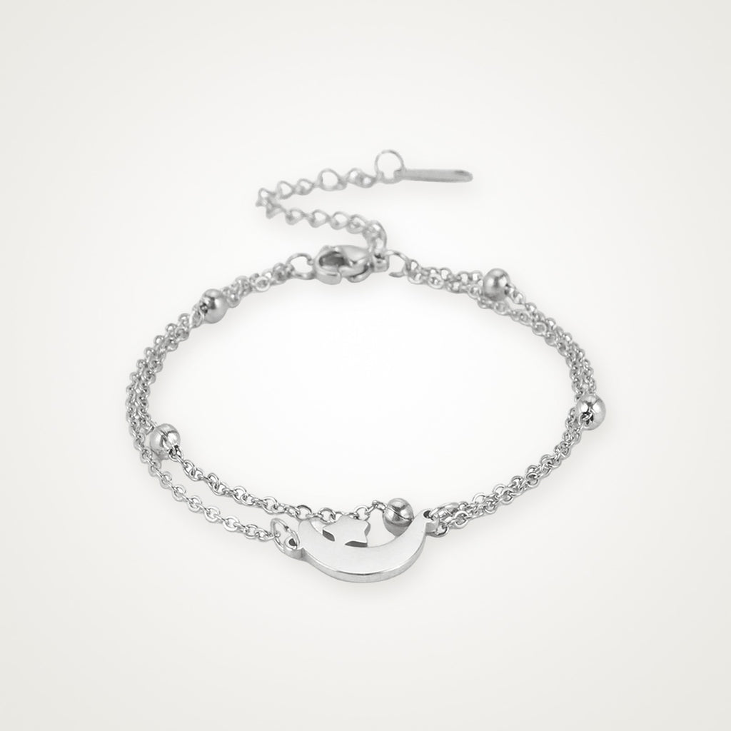 Pulsera Luna y estrella plateada