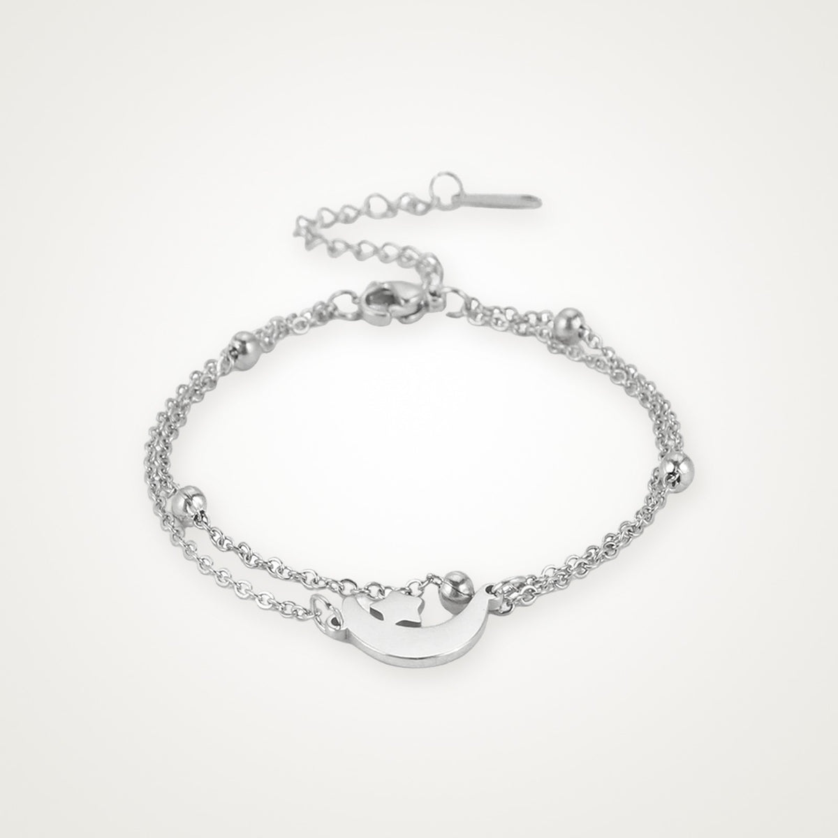 Pulsera Luna y estrella plateada
