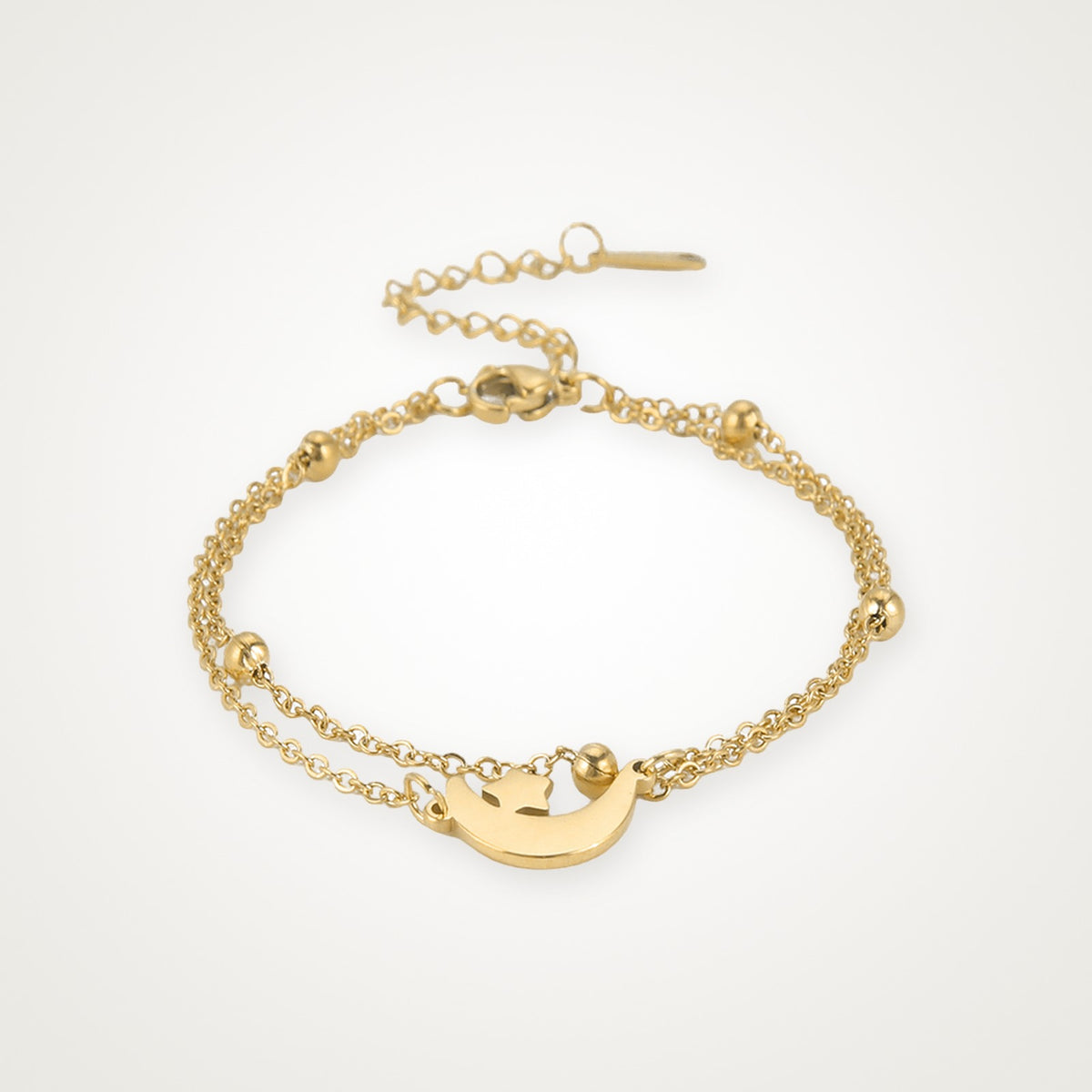 Pulsera Luna y estrella dorada