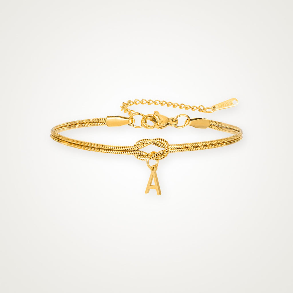 Pulsera Nudo con inicial dorada