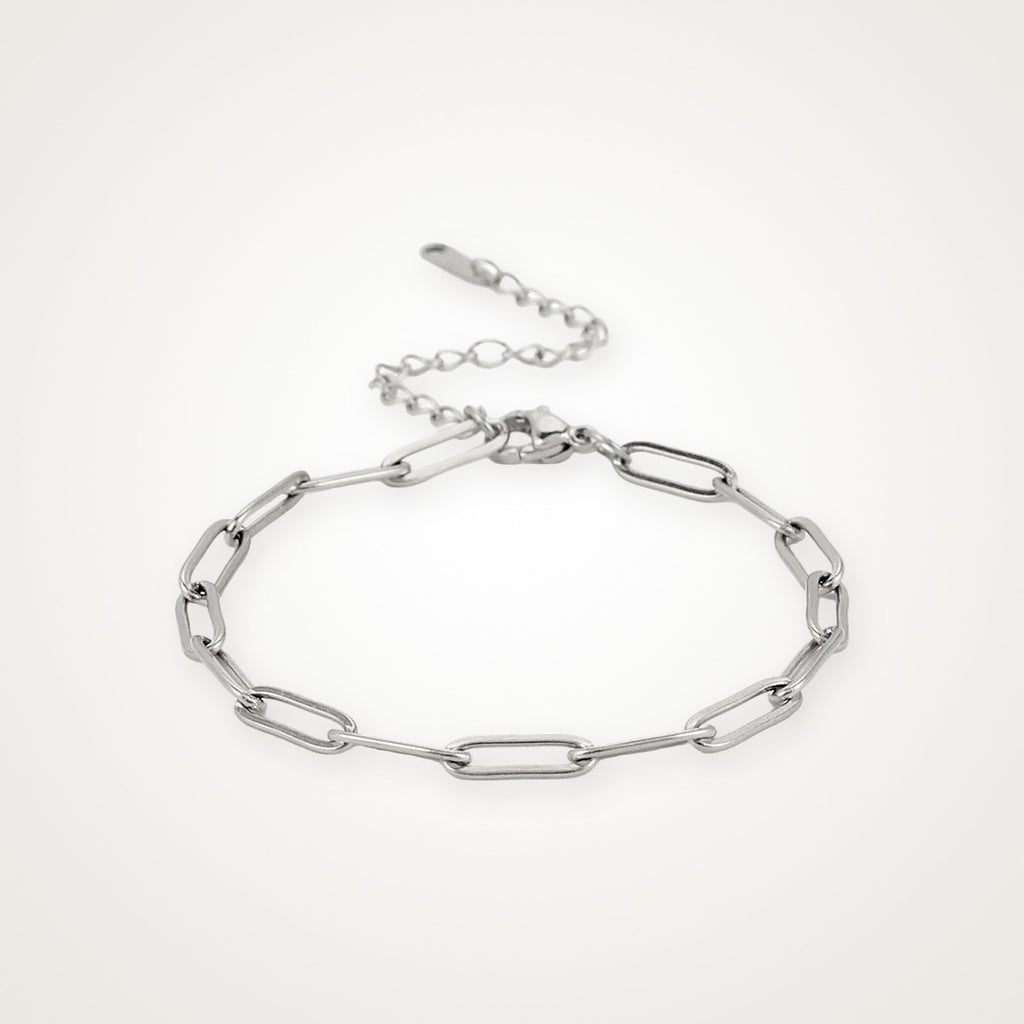 Pulsera Paperclip plateada para charms