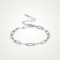 Pulsera Paperclip plateada para charms