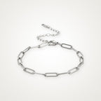 Pulsera Paperclip plateada para charms