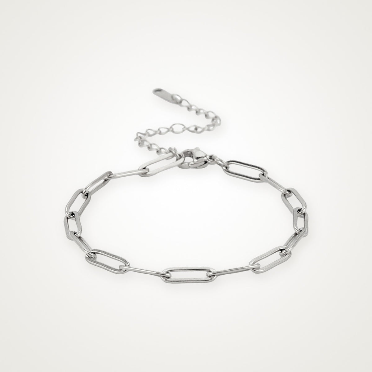 Pulsera Paperclip plateada para charms