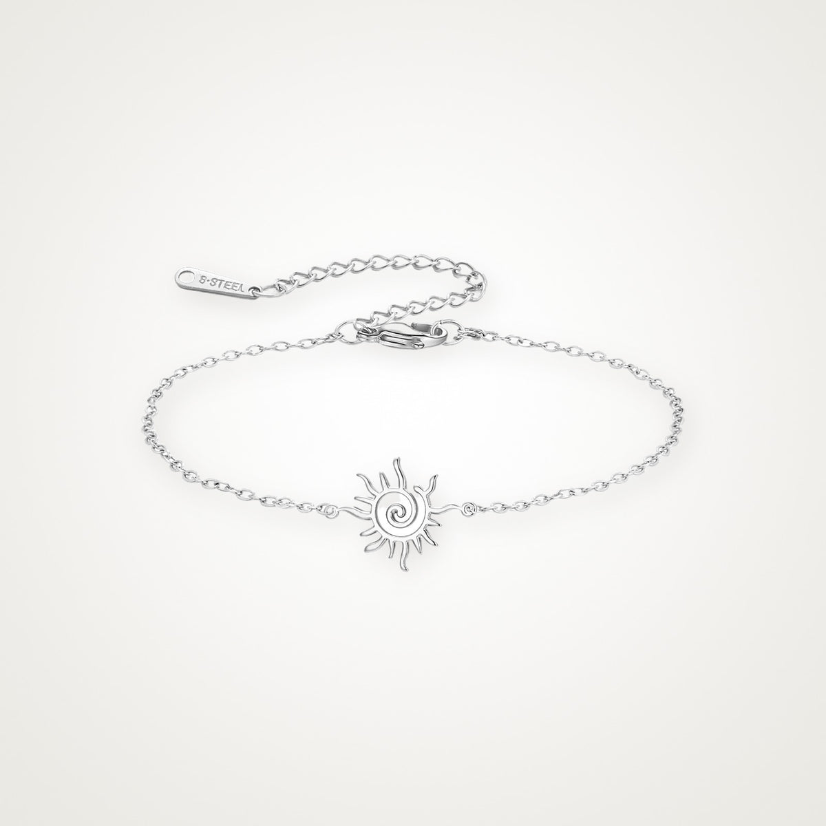 Pulsera Sol espiral plateada